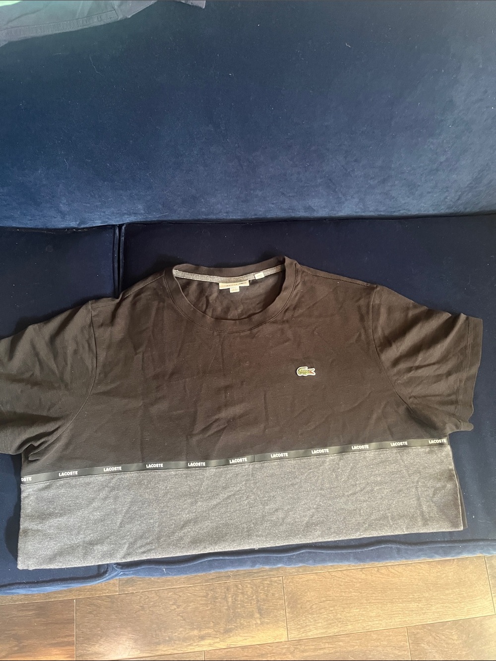 Lacoste Black Short-Sleeve Tee with Green Croc Emblem